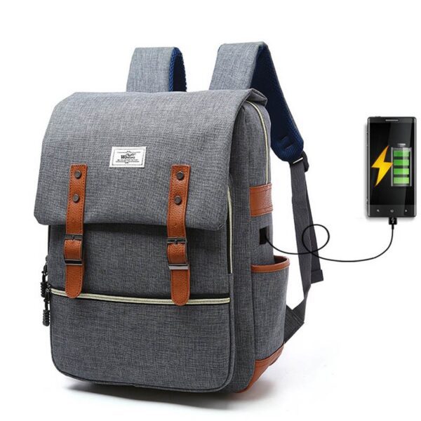 Vintage Voyager™ Canvas Backpack with USB Charging